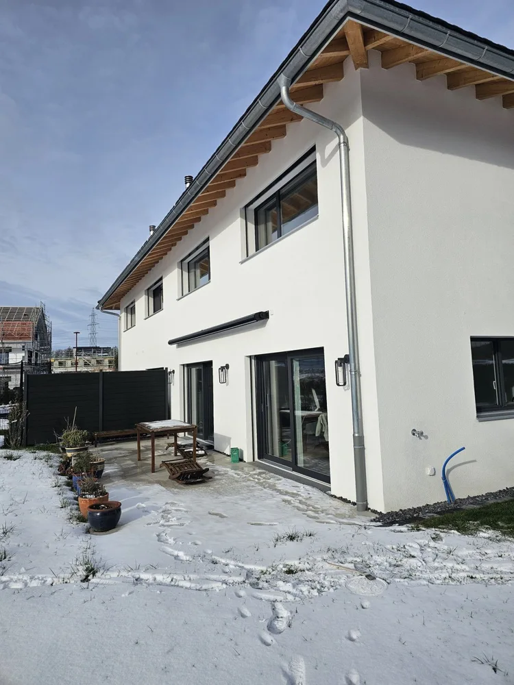 Isolation périphérique ITE EPS villa jumelle neuve Le Mont-sur-Lausanne - DOK Façades